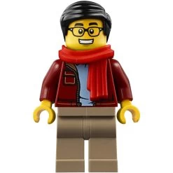 Lego® HOL187 Figurine City, Homme, Écharpe Rouge, Cheveux Noirs