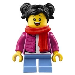 Lego® HOL189 Figurine City, Enfant Fille, Veste Noire, Cheveux Orange, Echarpe Rouge